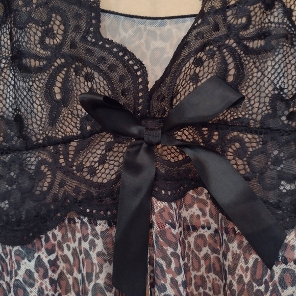 Leopard Print Lace Lingerie Night Gown - Picture 3 of 5